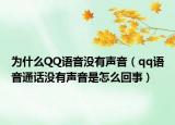 为什么QQ语音没有声音（qq语音通话没有声音是怎么回事）
