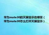 华为mate30的灭屏显示在哪里（华为mate30怎么打开灭屏显示）