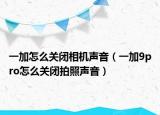 一加怎么关闭相机声音（一加9pro怎么关闭拍照声音）
