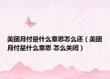 美团月付是什么意思怎么还（美团月付是什么意思 怎么关闭）
