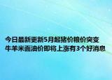今日最新更新5月起猪价粮价突变 牛羊米面油价即将上涨有3个好消息