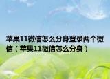 苹果11微信怎么分身登录两个微信（苹果11微信怎么分身）
