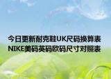 今日更新耐克鞋UK尺码换算表 NIKE美码英码欧码尺寸对照表