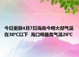 今日更新4月7日海南今明大部气温在30℃以下  海口明最高气温26℃