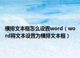 横排文本框怎么设置word（word将文本设置为横排文本框）