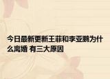 今日最新更新王菲和李亚鹏为什么离婚 有三大原因