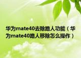 华为mate40去除路人功能（华为mate40路人移除怎么操作）