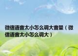 微信语音太小怎么调大音量（微信语音太小怎么调大）