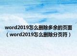 word2019怎么删除多余的页面（word2019怎么删除分页符）