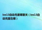 ios13自动亮度哪里关（ios13自动亮度在哪）