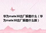 华为mate30出厂膜是什么（华为mate30出厂膜是什么膜）