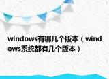 windows有哪几个版本（windows系统都有几个版本）
