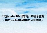 华为mate 40e和华为p30哪个更好（华为mate40e和华为p30对比）