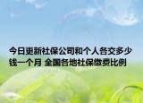 今日更新社保公司和个人各交多少钱一个月 全国各地社保缴费比例