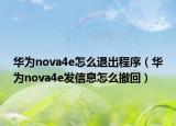 华为nova4e怎么退出程序（华为nova4e发信息怎么撤回）