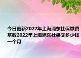 今日更新2022年上海浦东社保缴费基数2022年上海浦东社保交多少钱一个月