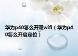 华为p40怎么开双wifi（华为p40怎么开启定位）