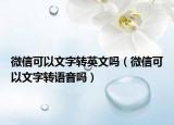 微信可以文字转英文吗（微信可以文字转语音吗）
