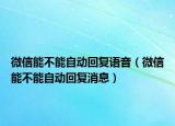 微信能不能自动回复语音（微信能不能自动回复消息）