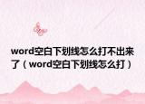 word空白下划线怎么打不出来了（word空白下划线怎么打）