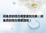 闲鱼卖的钱在哪里查找兑换（闲鱼卖的钱在哪里提现）