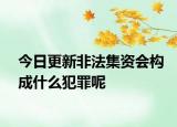 今日更新非法集资会构成什么犯罪呢