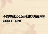 今日更新2022年农历7月出行黄道吉日一览表