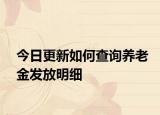 今日更新如何查询养老金发放明细