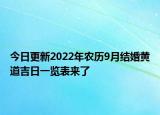 今日更新2022年农历9月结婚黄道吉日一览表来了