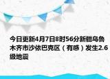今日更新4月7日8时56分新疆乌鲁木齐市沙依巴克区（有感）发生2.6级地震