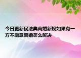 今日更新民法典离婚新规如果有一方不愿意离婚怎么解决