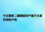 今日更新二婚婚前财产属于夫妻共同财产吗
