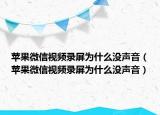 苹果微信视频录屏为什么没声音（苹果微信视频录屏为什么没声音）