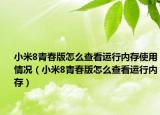 小米8青春版怎么查看运行内存使用情况（小米8青春版怎么查看运行内存）