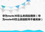 华为mate30怎么关闭应用锁（华为mate40怎么锁定软件不被关掉）