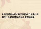 今日更新刑法规定对于累犯应当从重处罚但是什么和不满18岁的人犯罪的除外