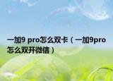 一加9 pro怎么双卡（一加9pro怎么双开微信）