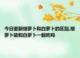 今日更新胡萝卜和白萝卜的区别,胡萝卜能和白萝卜一起吃吗