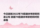 今日更新2022年70后退休年龄时间表公布 新版70后退休年龄时间对照表格