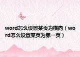 word怎么设置某页为横向（word怎么设置某页为第一页）