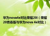 华为nova4e对比荣耀20i（荣耀20青春版与华为nova 4e对比）