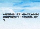 今日更新4月12日至14日今天北京降温明显最高气温仅19℃ 上午仍需防范大风天气