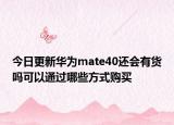今日更新华为mate40还会有货吗可以通过哪些方式购买