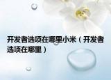 开发者选项在哪里小米（开发者选项在哪里）