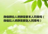 微信群拉人进群需要本人同意吗（微信拉人进群需要别人同意吗）
