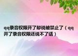 qq录音权限开了却说被禁止了（qq开了录音权限还说不了话）