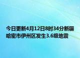 今日更新4月12日8时34分新疆哈密市伊州区发生3.6级地震