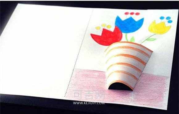 儿童用卡纸简单制作立体教师节贺卡的教程 -  www.kejidiy.com