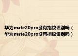 华为mate20pro没有指纹识别吗（华为mate20pro没有指纹识别吗）