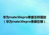 华为mate30epro录音怎样播放（华为mate30epro录屏在哪）
